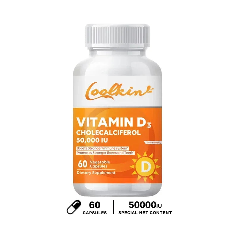 High Potency Vitamin D3 50,000 IU - 120 Vegetarian Capsules - Gluten Free Non-GMO Vitamin D Supplement