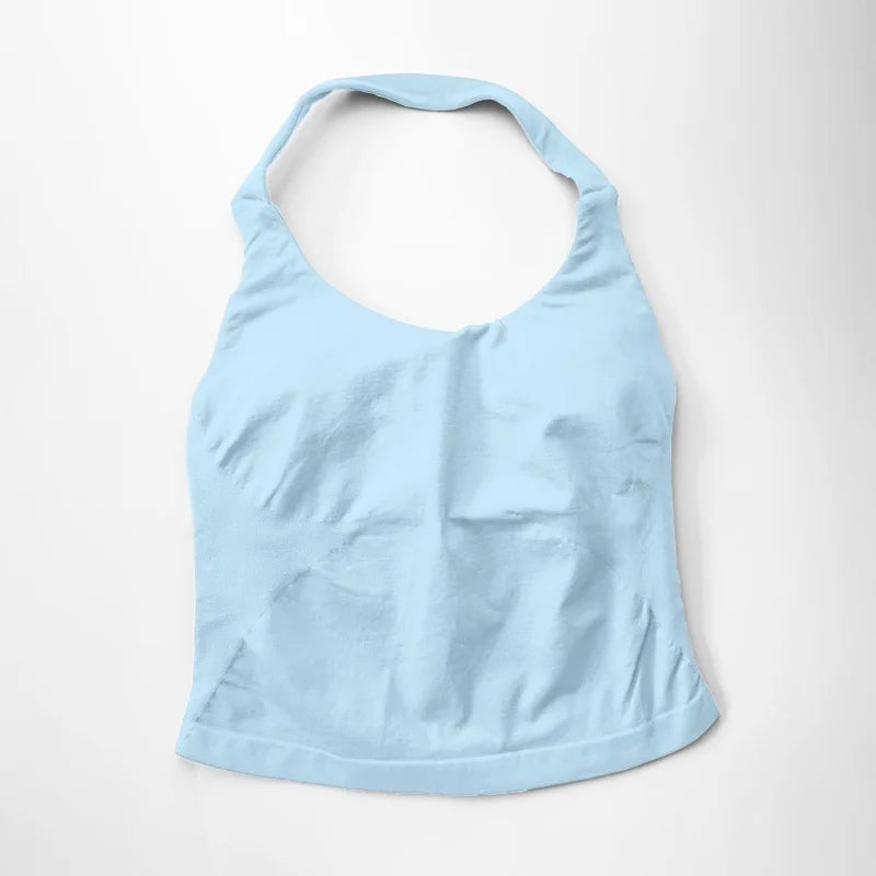 Halter Top Strappy Bra Shorts Set Yoga Stretch Gym Set Women Workout Clothing Seamless Backless Vest Hip-Lifting Leggings Shorts