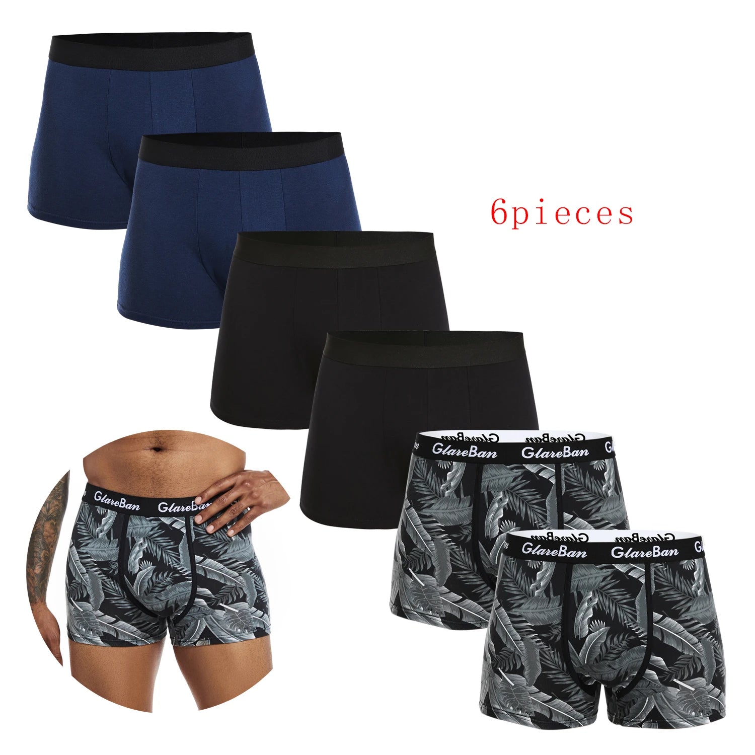6pcs Pack 2024 Men Panties Cotton Underwear Male Brand Boxer And Underpants For Homme Luxury Set Shorts Box Slip Kit