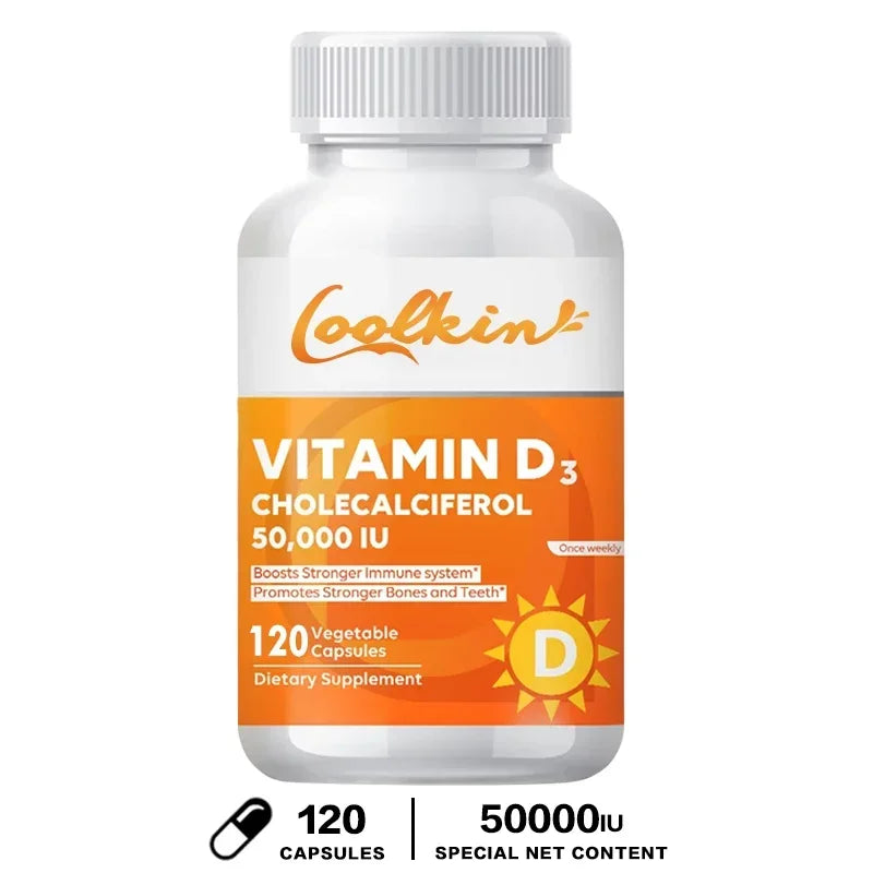High Potency Vitamin D3 50,000 IU - 120 Vegetarian Capsules - Gluten Free Non-GMO Vitamin D Supplement